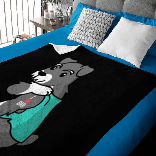 I Love Dad Schnauzer Baby Blankets