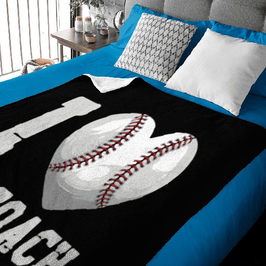 Baseball Fan Heart I Love My Coach Baby Blankets