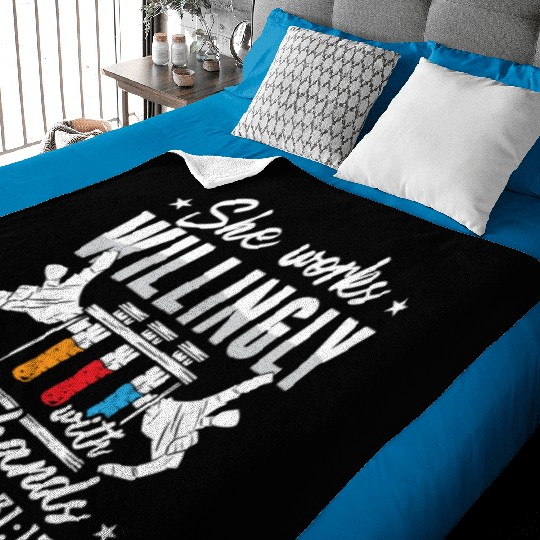 Lab Tech She Works Willingly Laboratory Technician Baby Blankets