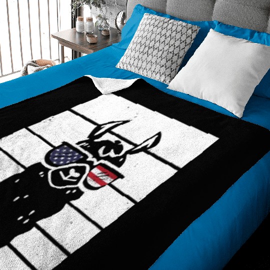 Patriotic Llama with Sunglasses US Flag 4th Of Baby Blankets