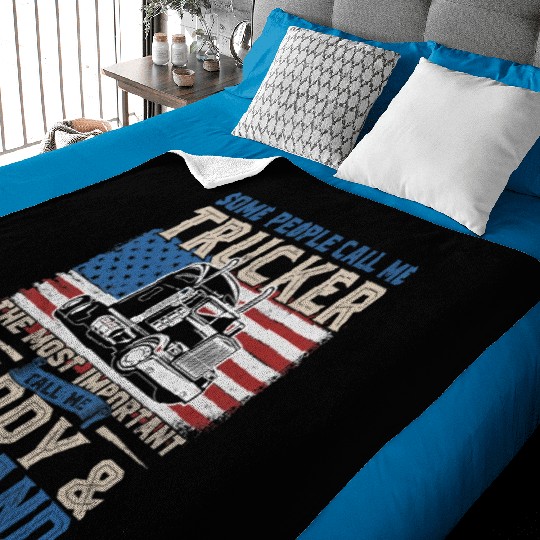 Truck Driver Trucker Daddy Husband US Flag Baby Blankets