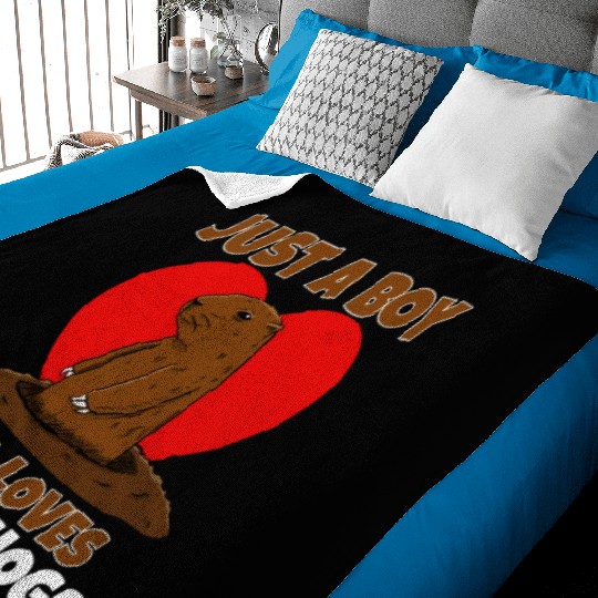 Just A Boy Who Loves Groundhog Baby Blankets