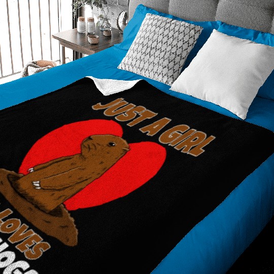 Just A Girl Who Loves Groundhog Baby Blankets