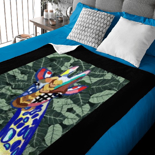 The blue giraffe Baby Blankets