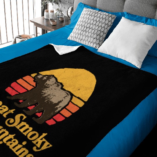 Retro Great Smoky Mountains Park Bear Baby Blankets