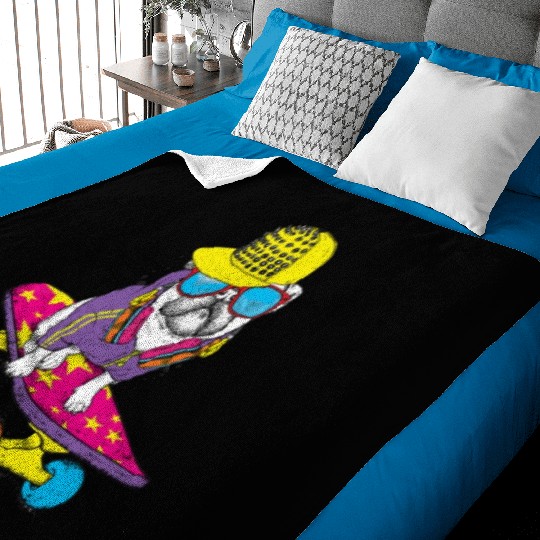 Funny pug on a skateboard Puppy wearing a cap Baby Blankets