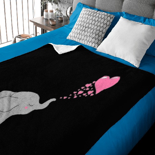 Grey Elephant with love Baby Blankets