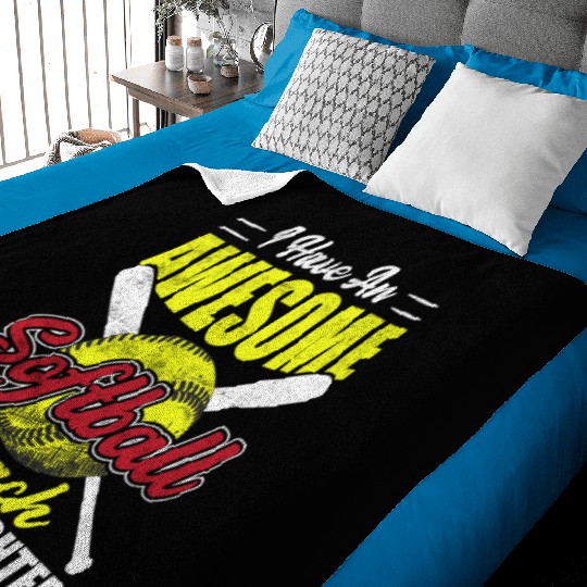I Have an Awesome Softball Coach Granddaughter Baby Blankets