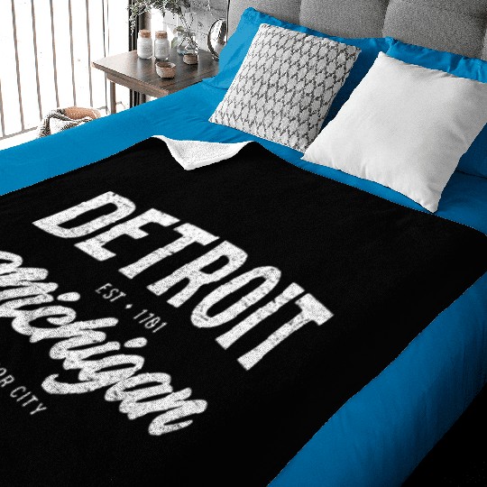 Detroit Michigan Typography Baby Blankets