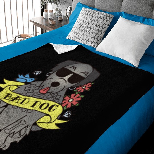 Bad Dog Tattoo Irish Wolfhound Baby Blankets