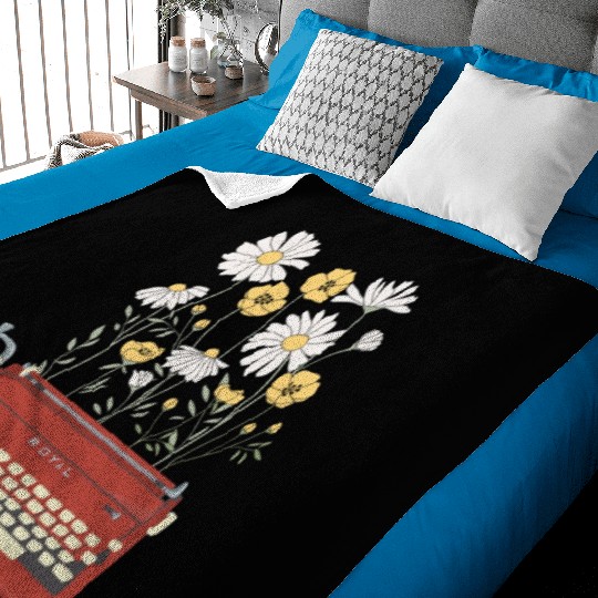 Wild Flower Type Writer Baby Blankets