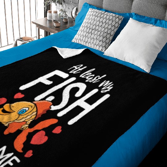 Fishing Valentine Gift Him Her My Fish Loves Me Baby Blankets