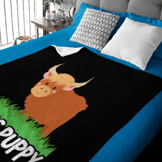 Grass Puppy Highland Farmer Cow Whisperer Farm Baby Blankets