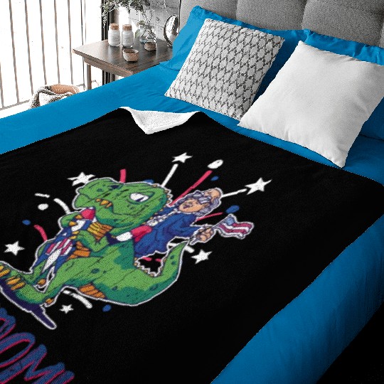 Freedom America Washington Dinosaur 4th Of July Baby Blankets