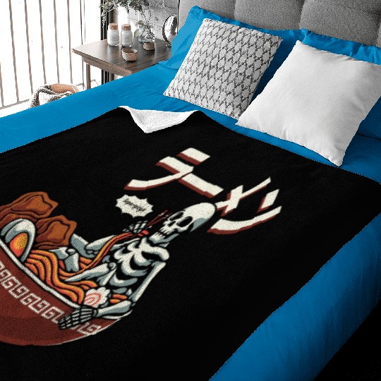 skeleton relaxing bowl ramen Baby Blankets