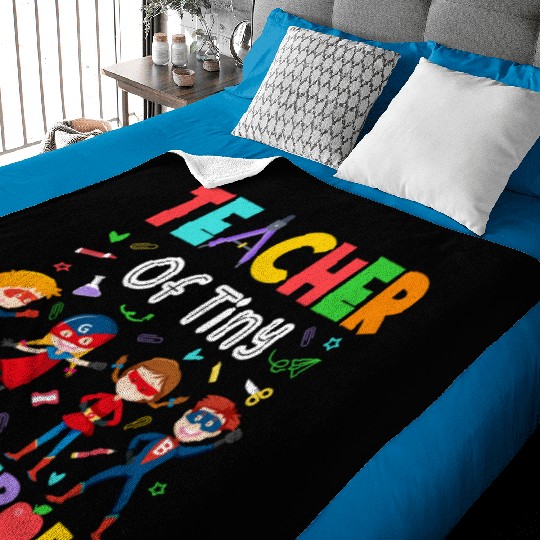 Teacher Of Tiny Superheroes Pre-k Kindergarten Baby Blankets