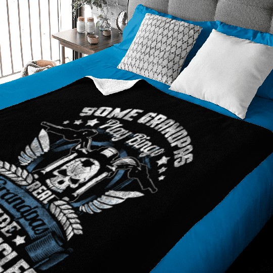 Real Grandpa Motorcycle Biker Baby Blankets