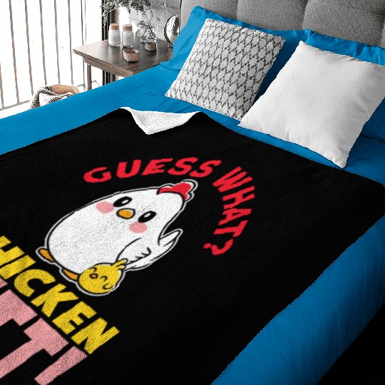 Guess What Chicken Butt Chicken Rooster Farmer Baby Blankets
