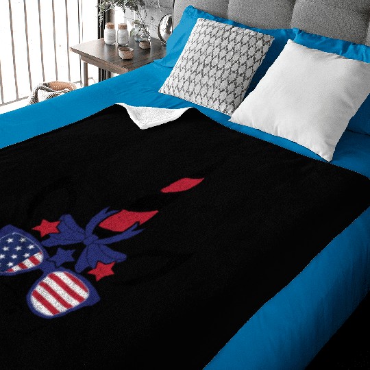 Cute Unicorn America American Flag 4th Of July Baby Blankets