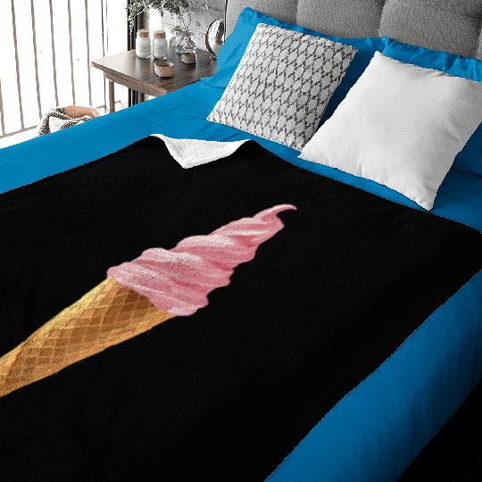 Pink Soft Serve Strawberry Icecream Cone Baby Blankets