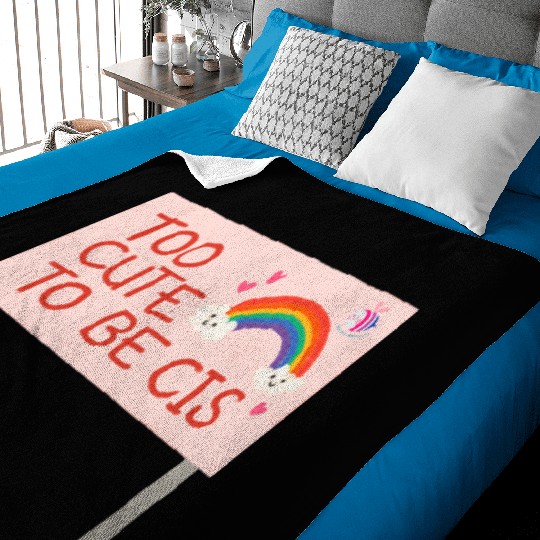 too cute to be cis rainbow pride Baby Blankets