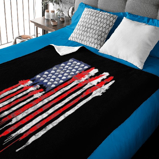 American Flag Guitar Red White Patriotic Music Baby Blankets