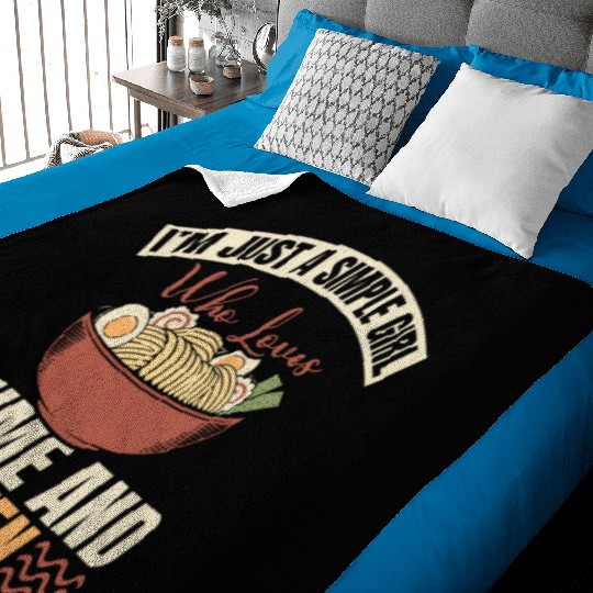 Simple Girl Anime And Ramen | Ramen Lover Baby Blankets |