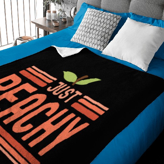 Just Peachy Cute Peach Fruit Peach Pun Phrase Baby Blankets