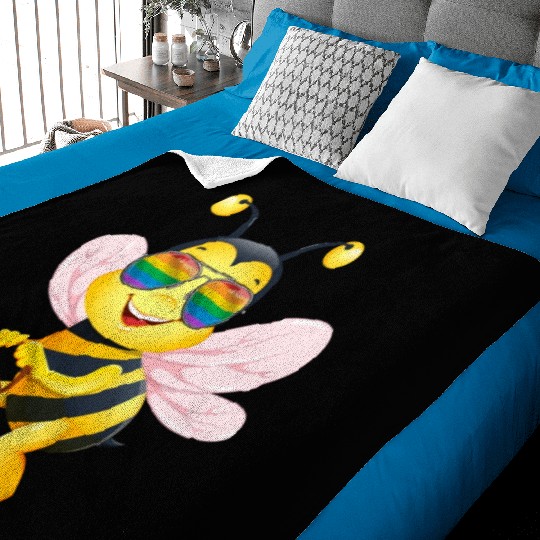 Bee LGBT Pride Rainbow Honey Baby Blankets