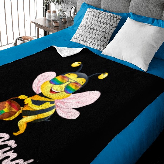 Bee LGBTQ Pride Rainbow Flag Kindness Baby Blankets