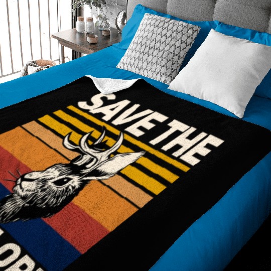Save The Jackalope , Vintage Retro Camping Lover Baby Blankets