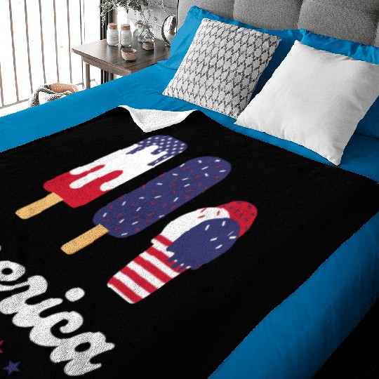 Ice Cream Patriotic Popsicles US Flag Merica Baby Blankets