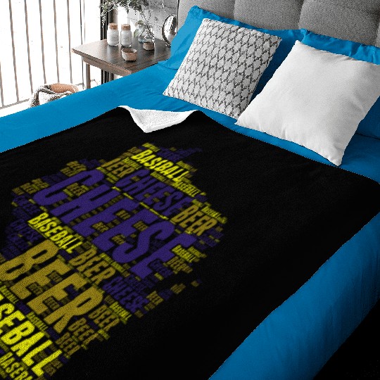 Cheese, Beer, and Baseball Wisconsin Baby Blankets