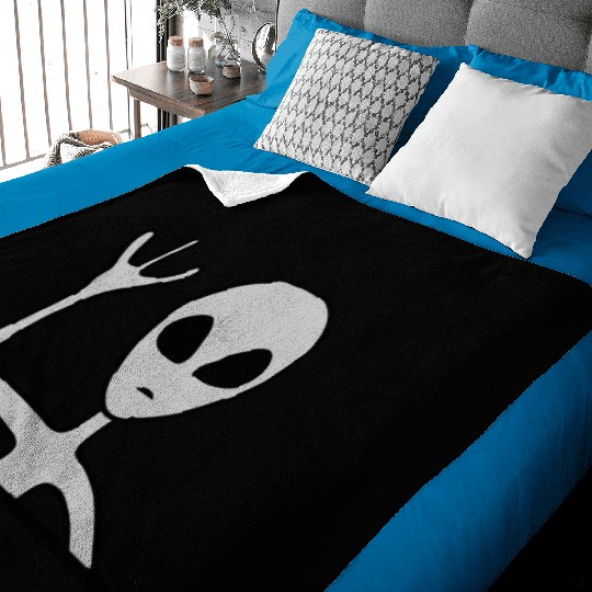 Gray male alien waving Baby Blankets