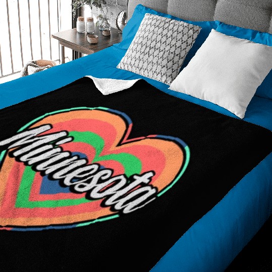 Minnesota Colorful Heart Gift Baby Blankets