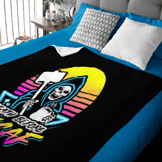 Death Before Decaf (Gym Reaper) Retro Neon Baby Blankets