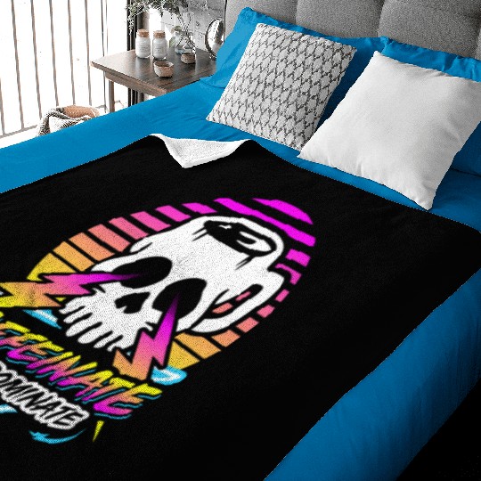 Caffeinate And Dominate (Skull Mug) Retro Neon Baby Blankets