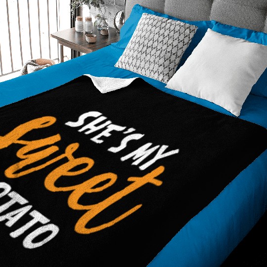 She's My Sweet Potato Funny Matching Mom Daughter Baby Blankets