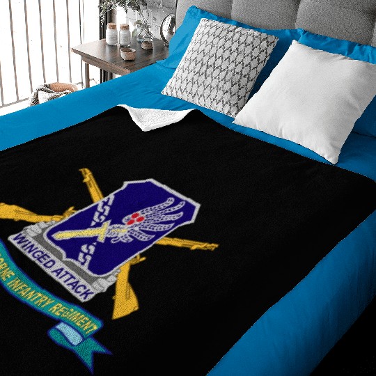 Army 188th Airborne Infantry Regiment w Br DUI Rib Baby Blankets