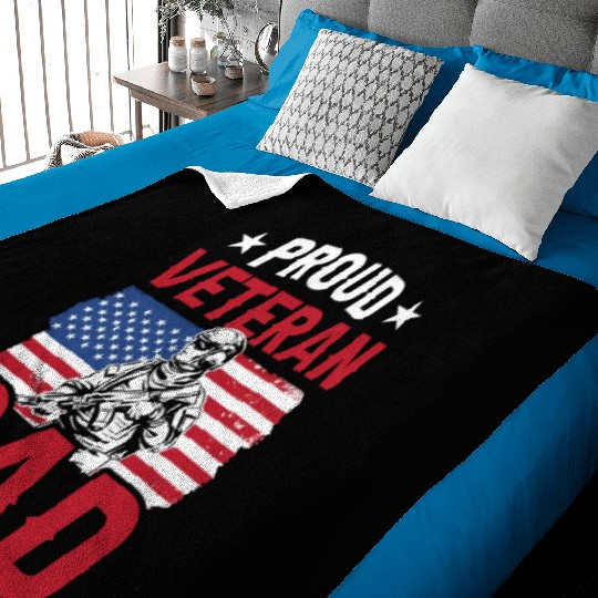 Proud Veteran Dad Father Father's Day Daddy Baby Blankets