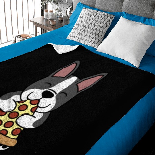 Boston Terrier Pizza Lover Baby Blankets