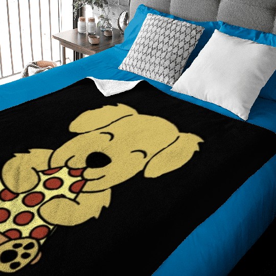 Golden Retriever Pizza Lover Baby Blankets