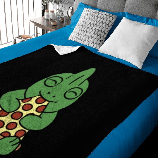 Chameleon Pizza Lover Baby Blankets
