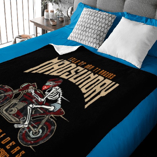 Isle Of Man Manx TT Racing Vintage Biker Mad Sunda Baby Blankets