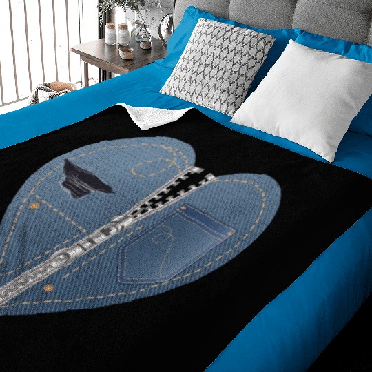 light blue heart in jeans look with zipper Baby Blankets