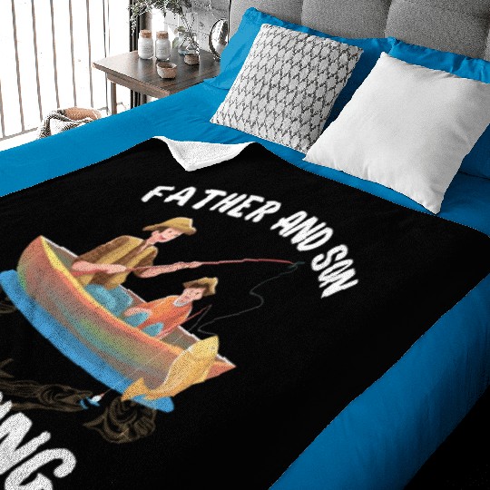 FATHER AND SON FISHING, DAUGTHER, FATHERS DAY, Baby Blankets