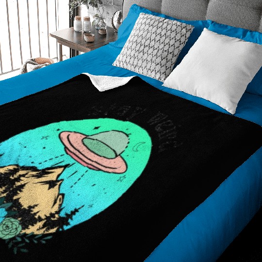 Stay weird UFO art Baby Blankets