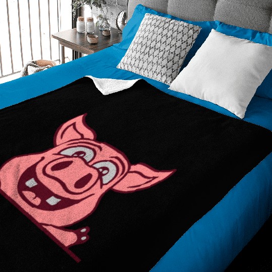 barn pig waving friendly Baby Blankets