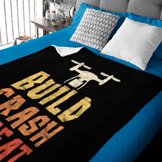 Build Crash Repeat Funny Drone Pilot Quadcopter Baby Blankets