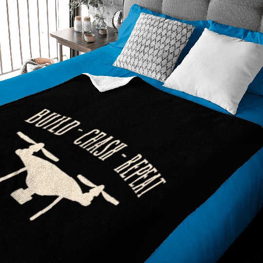 Funny Drone Pilot Build Crash Repeat Quadrocopter Baby Blankets